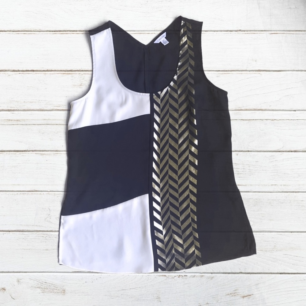 Calvin Klein Black/White Sleeveless Blouse
